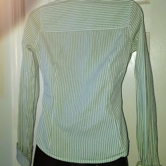 Hollister Green Stripe Blouse, Junior Small - Picture 3 of 6